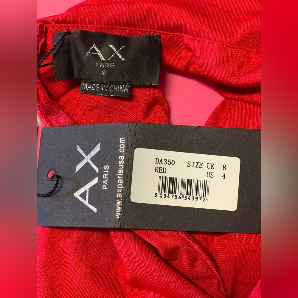 AX Paris Vibrant Red High-Neck Sleeveless Ruched Midi Dress. Size-4 Bold Glam - Picture 2 of 4